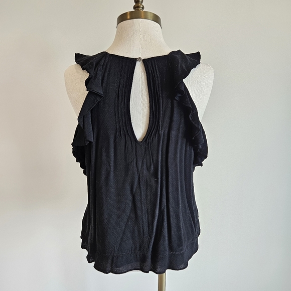 Abercrombie & Fitch Black Ruffle Blouse With Keyhole Back - Picture 2 of 4